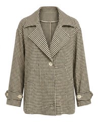 Madeleine-Rose Plaid Midi Jacket – Button-Front Collared  Voile