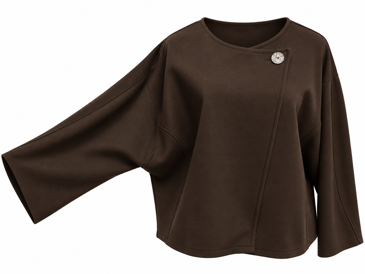 Manon-Rose Everyday Poncho – Button-Front Long Sleeve  Voile