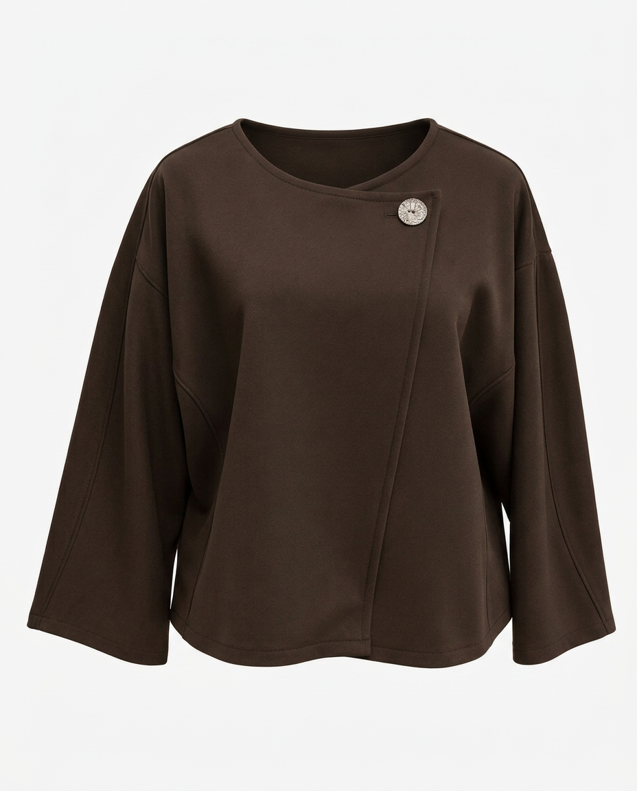 Manon-Rose Everyday Poncho – Button-Front Long Sleeve  Voile