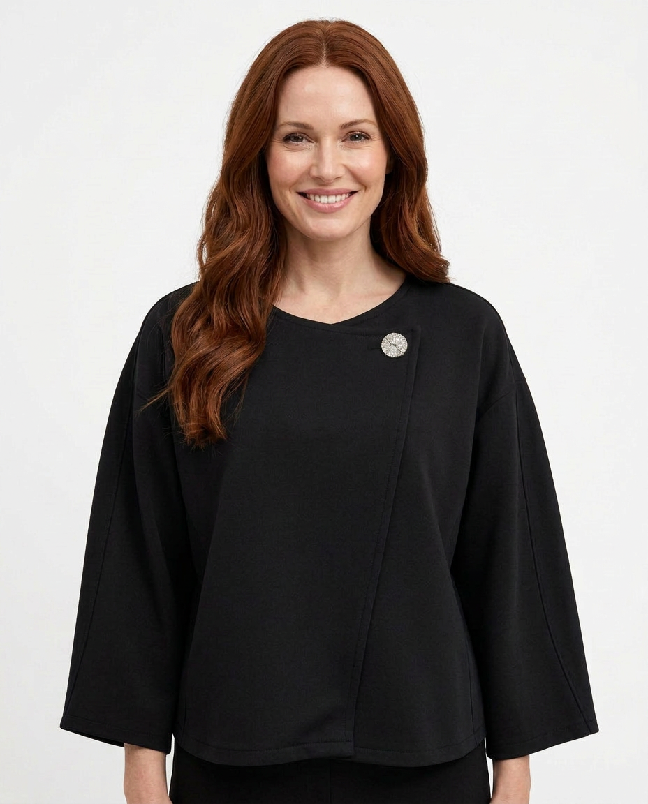 Manon-Rose Everyday Poncho – Button-Front Long Sleeve  Voile