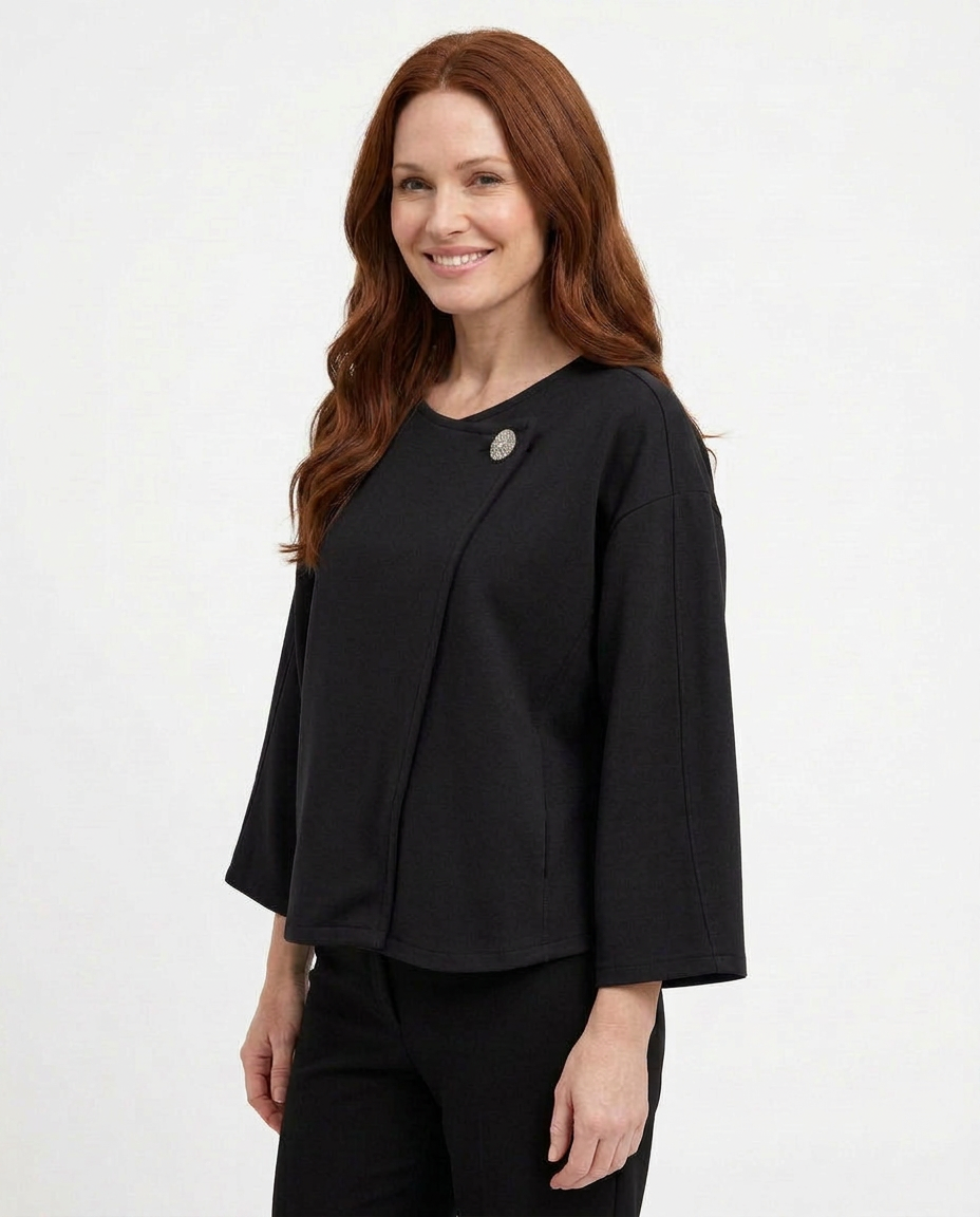 Manon-Rose Everyday Poncho – Button-Front Long Sleeve  Voile