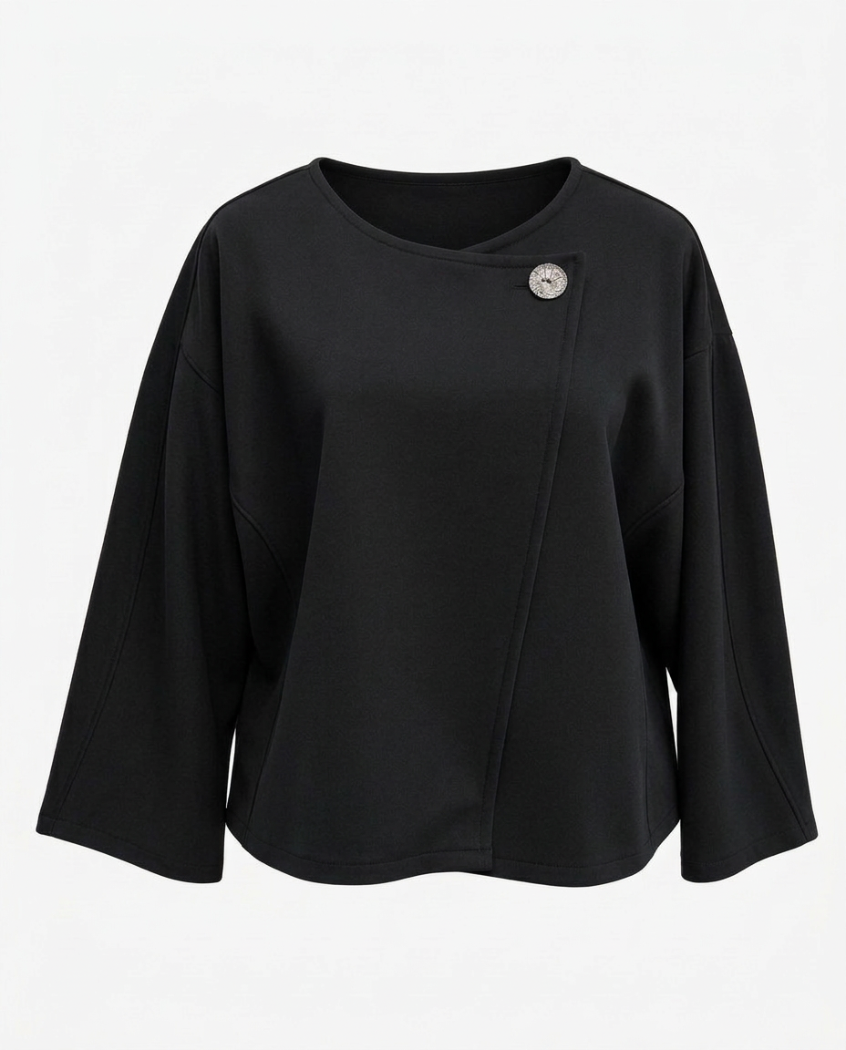 Manon-Rose Everyday Poncho – Button-Front Long Sleeve  Voile