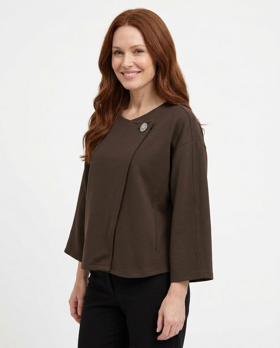 Manon-Rose Everyday Poncho – Button-Front Long Sleeve  Voile