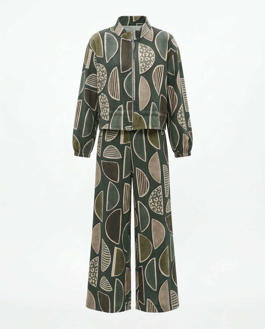 Idalie Abstract Maxi Co-ord Set – Relaxed Fit Long Sleeve  Voile