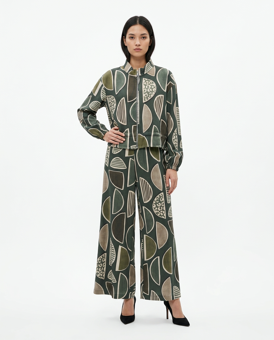 Idalie Abstract Maxi Co-ord Set – Relaxed Fit Long Sleeve  Voile