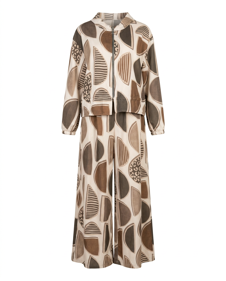Idalie Abstract Maxi Co-ord Set – Relaxed Fit Long Sleeve  Voile