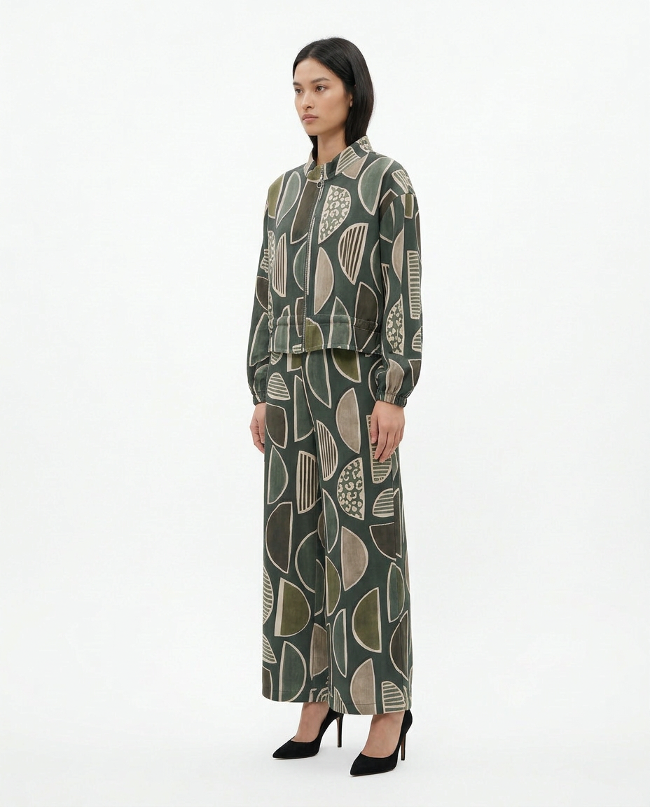 Idalie Abstract Maxi Co-ord Set – Relaxed Fit Long Sleeve  Voile