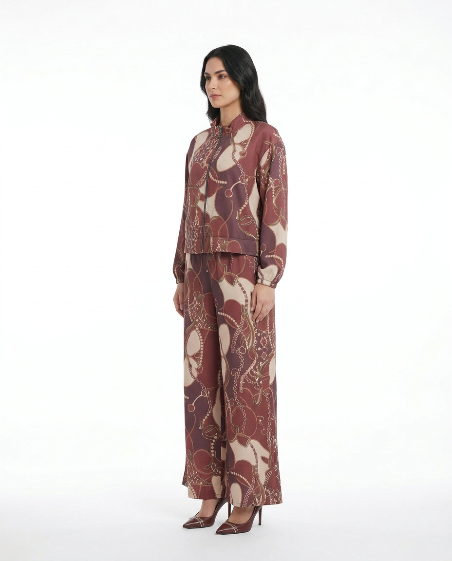 Ines-Rose Abstract Maxi Co-ord Set – Relaxed Fit Long Sleeve  Voile