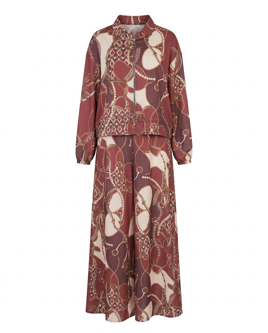 Ines-Rose Abstract Maxi Co-ord Set – Relaxed Fit Long Sleeve  Voile
