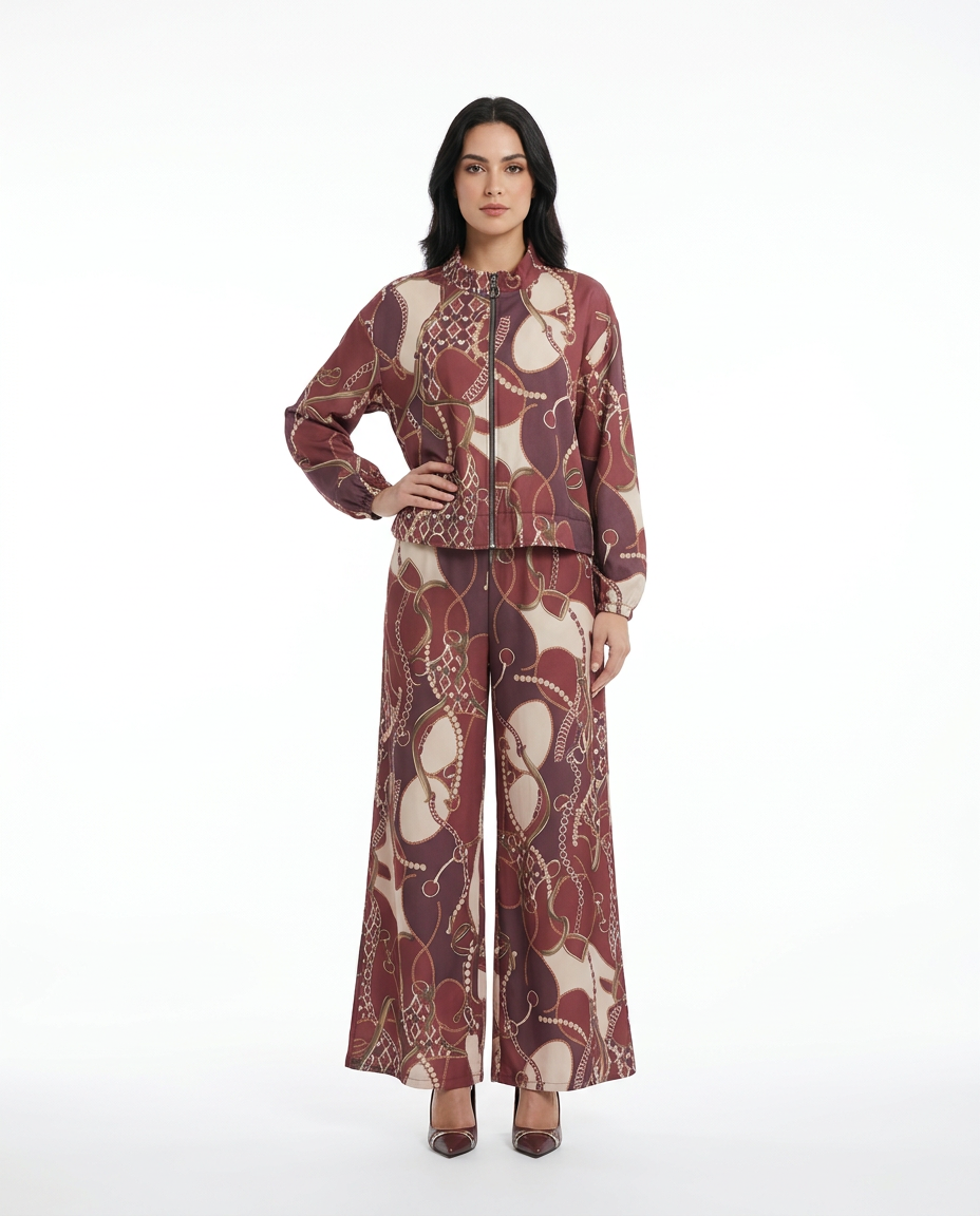 Ines-Rose Abstract Maxi Co-ord Set – Relaxed Fit Long Sleeve  Voile