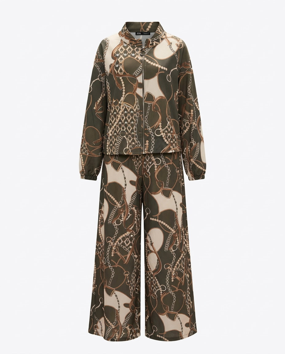 Ines-Rose Abstract Maxi Co-ord Set – Relaxed Fit Long Sleeve  Voile