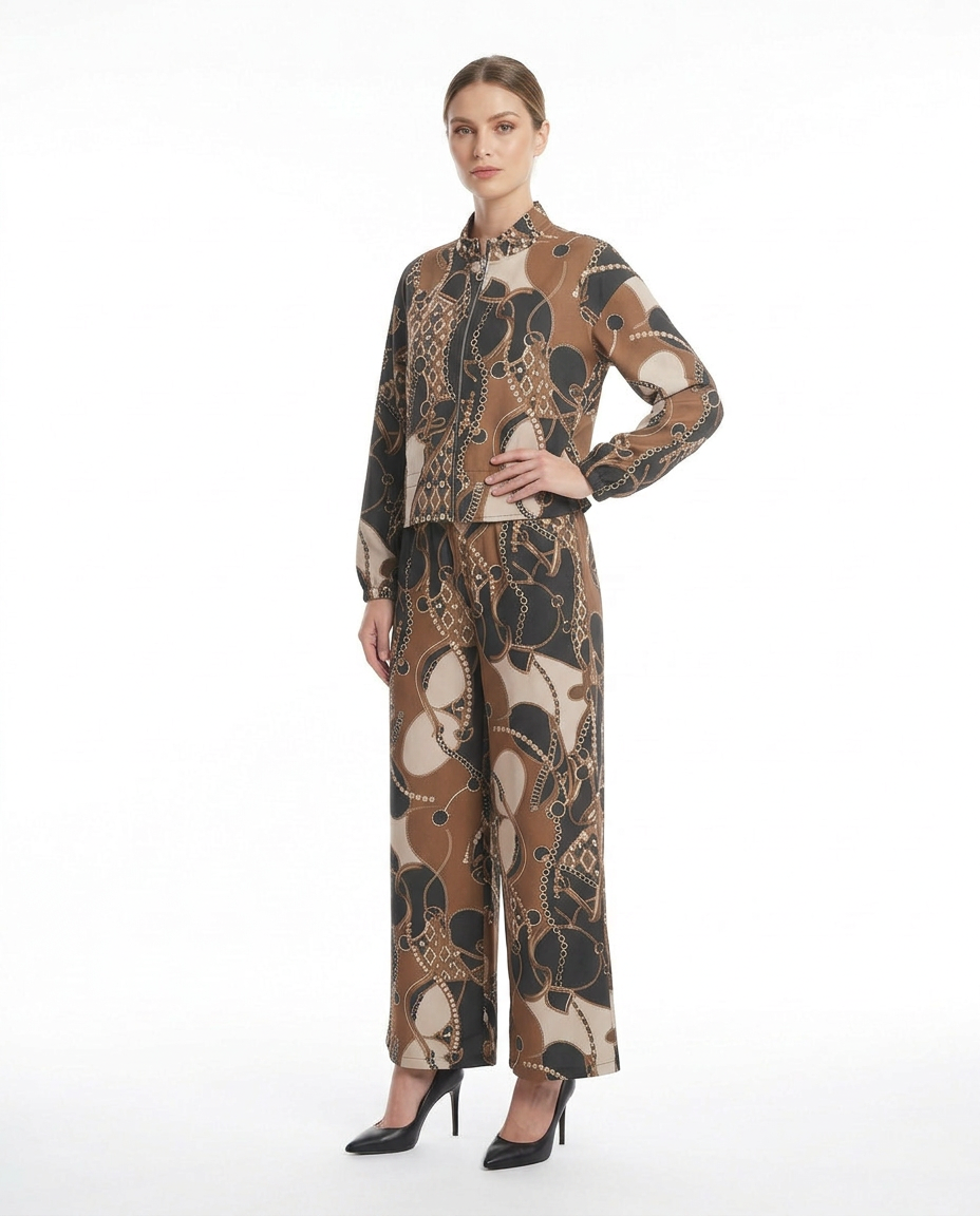 Ines-Rose Abstract Maxi Co-ord Set – Relaxed Fit Long Sleeve  Voile