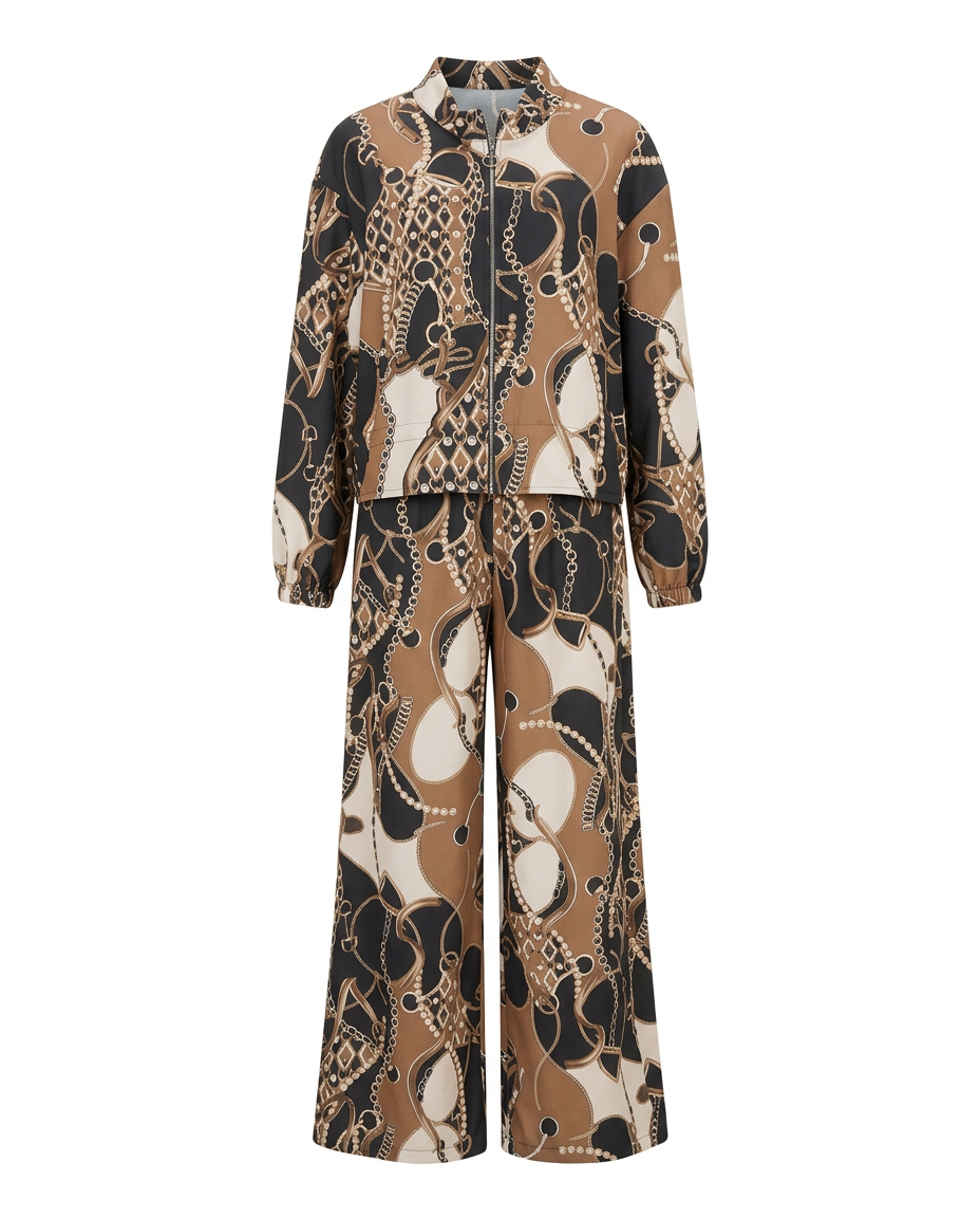 Ines-Rose Abstract Maxi Co-ord Set – Relaxed Fit Long Sleeve  Voile