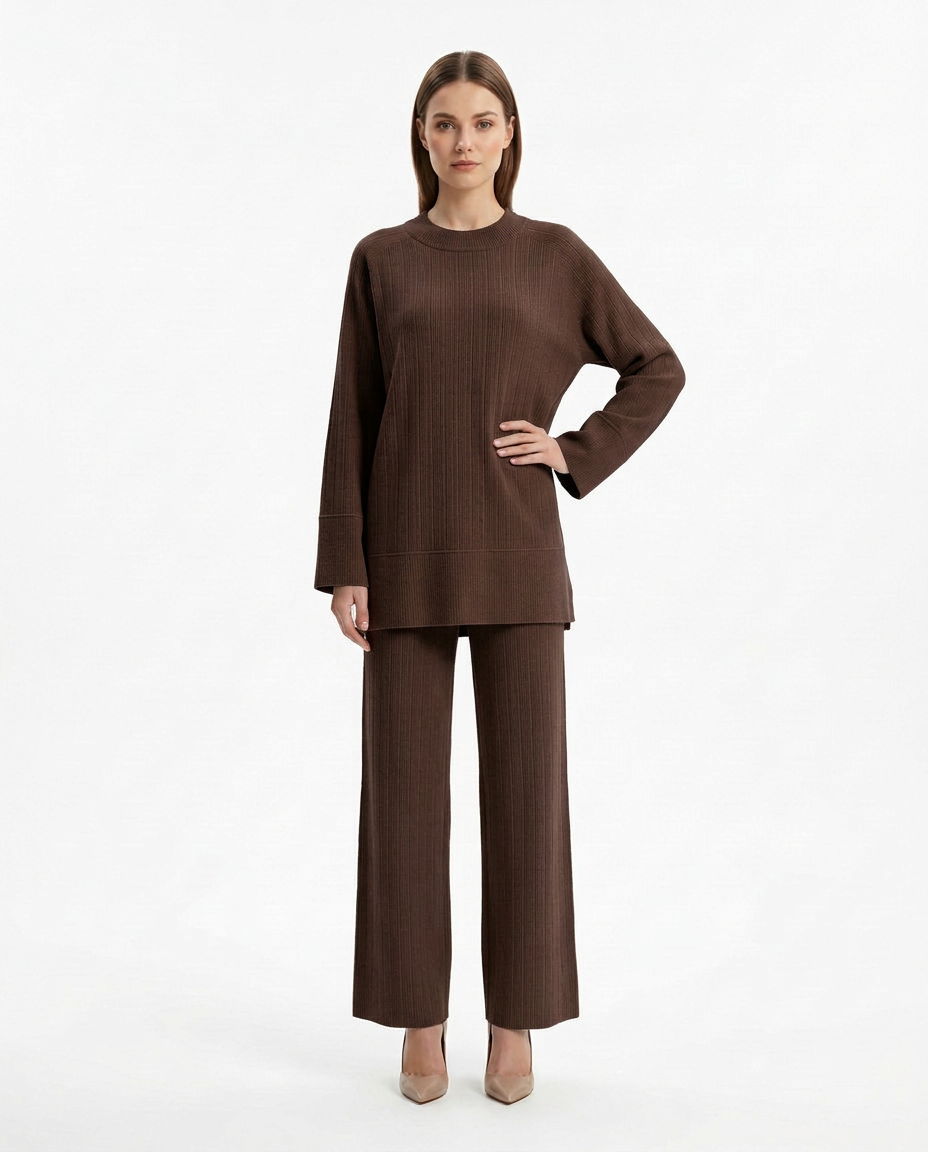 Jeanne-Marie Viscose Maxi Co-ord Set – Pull-On Long Sleeve  Voile