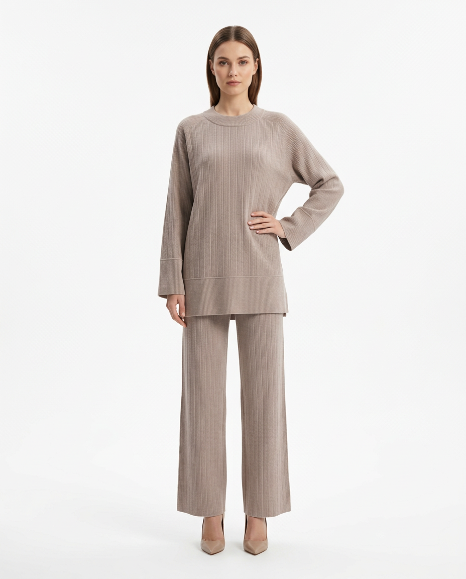 Jeanne-Marie Viscose Maxi Co-ord Set – Pull-On Long Sleeve  Voile