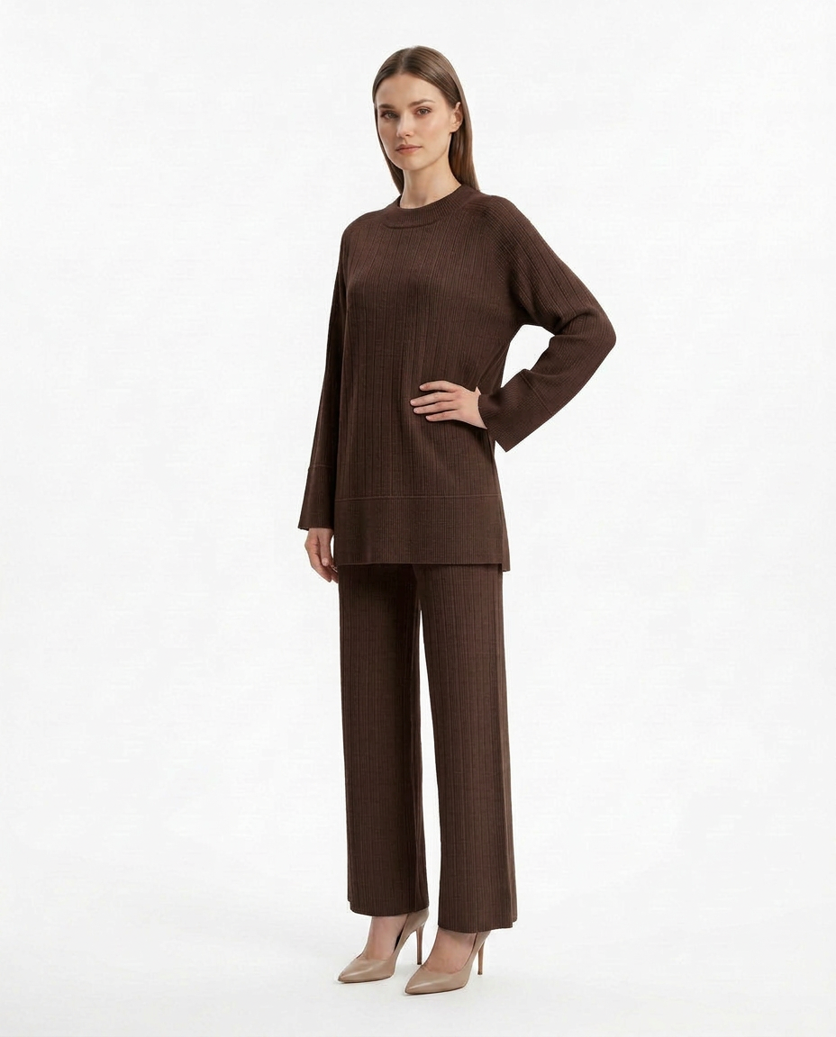 Jeanne-Marie Viscose Maxi Co-ord Set – Pull-On Long Sleeve  Voile