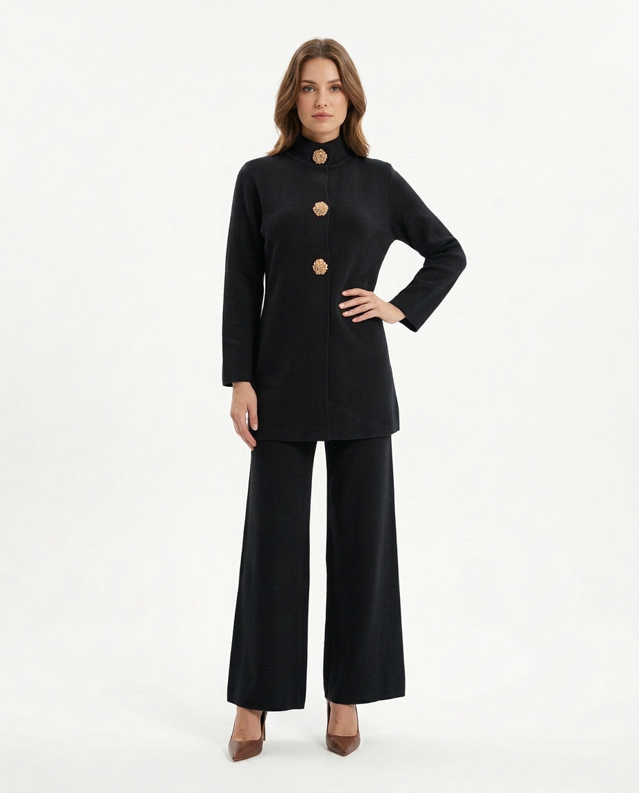 Jouvence Viscose Maxi Co-ord Set – Button-Front Long Sleeve  Voile