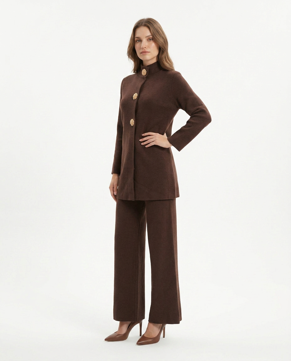 Jouvence Viscose Maxi Co-ord Set – Button-Front Long Sleeve  Voile
