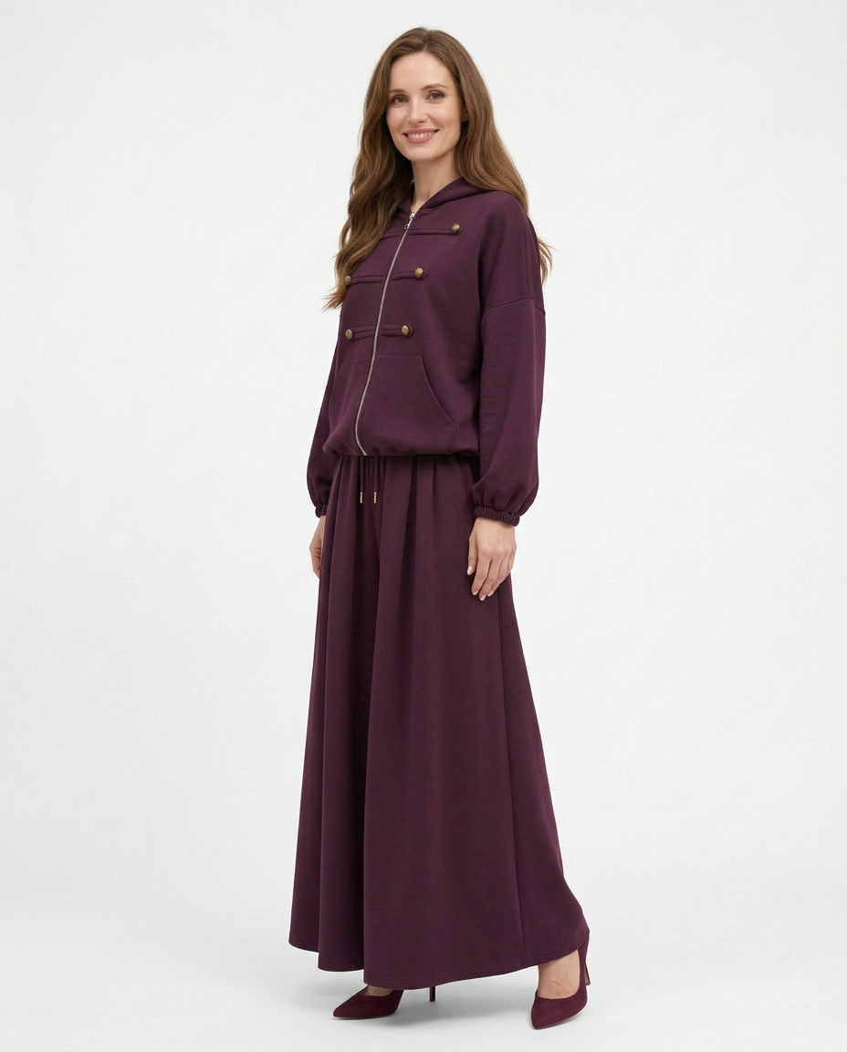 Lumine Viscose Co-ord Set – Relaxed Fit Hooded  Voile