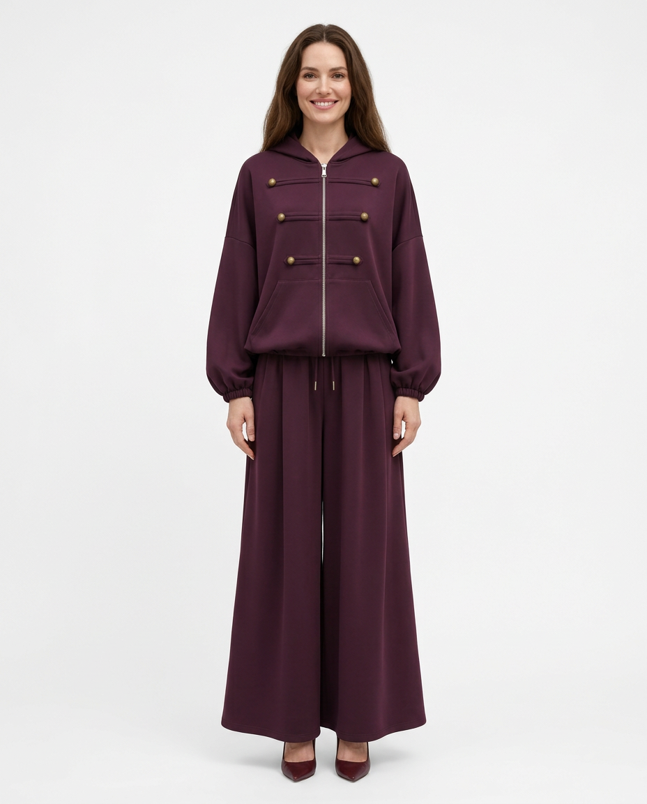 Lumine Viscose Co-ord Set – Relaxed Fit Hooded  Voile