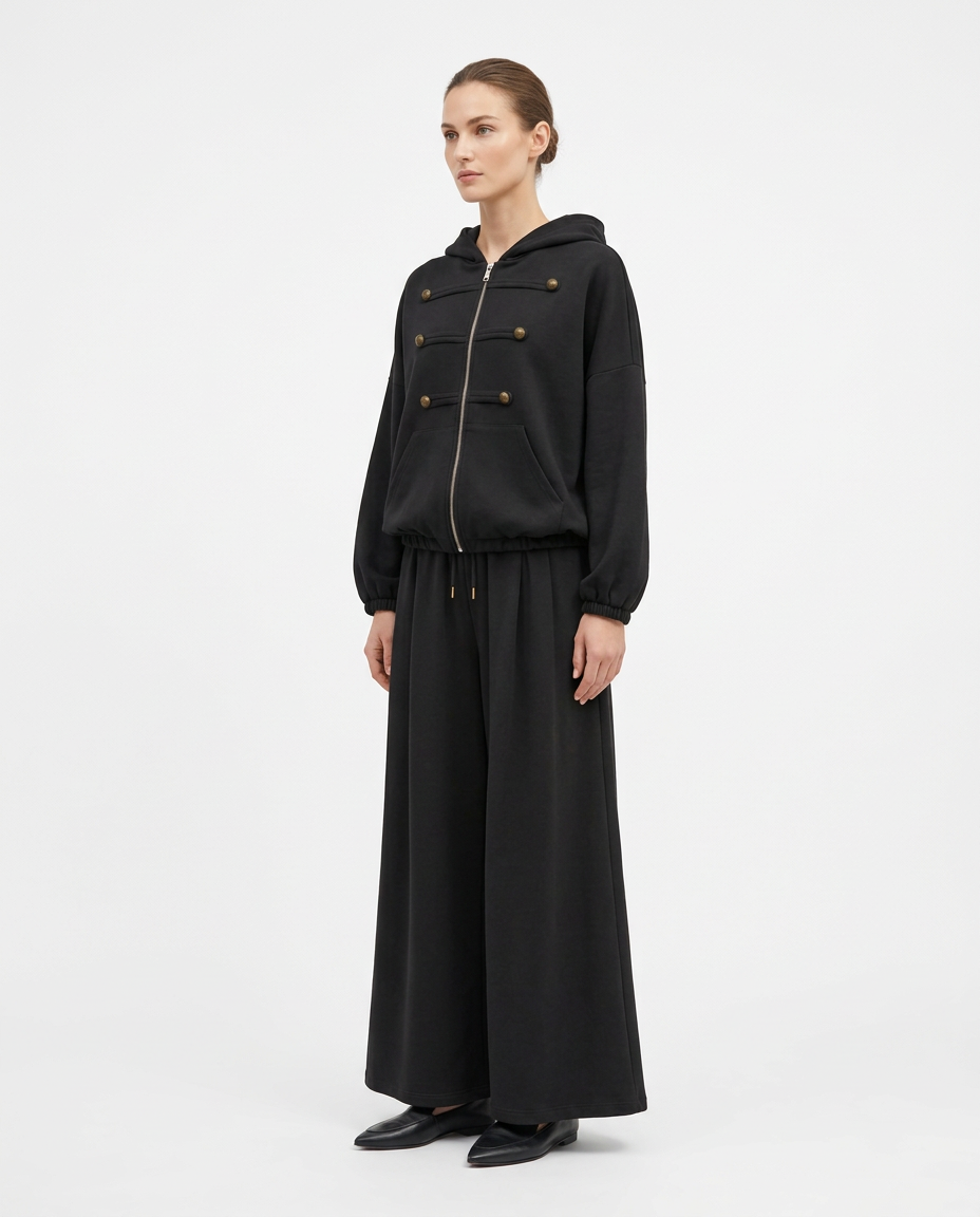 Lumine Viscose Co-ord Set – Relaxed Fit Hooded  Voile