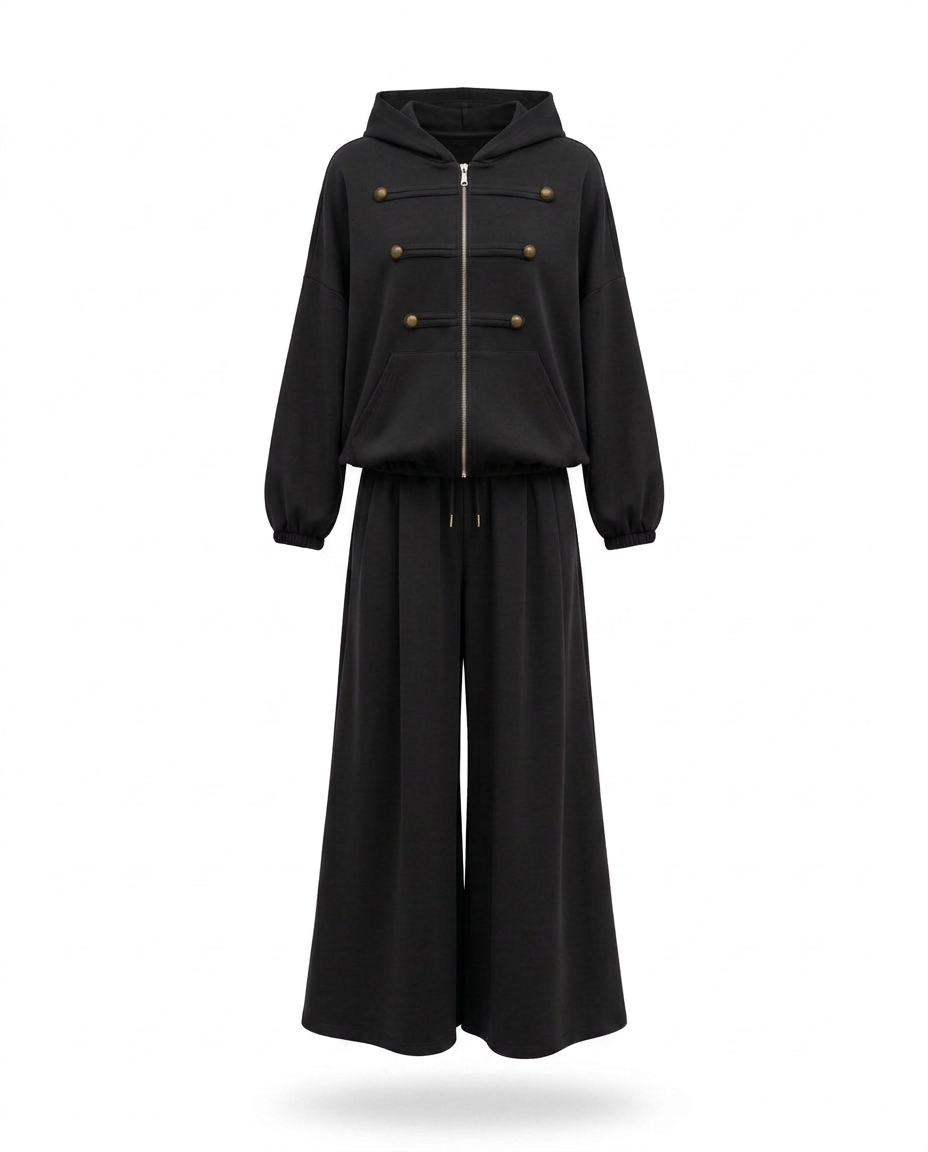 Lumine Viscose Co-ord Set – Relaxed Fit Hooded  Voile