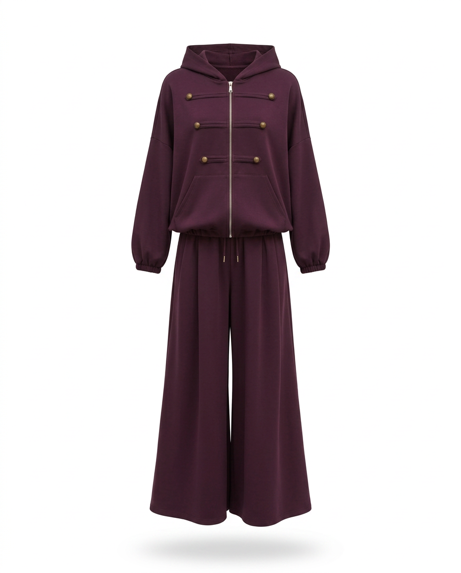 Lumine Viscose Co-ord Set – Relaxed Fit Hooded  Voile