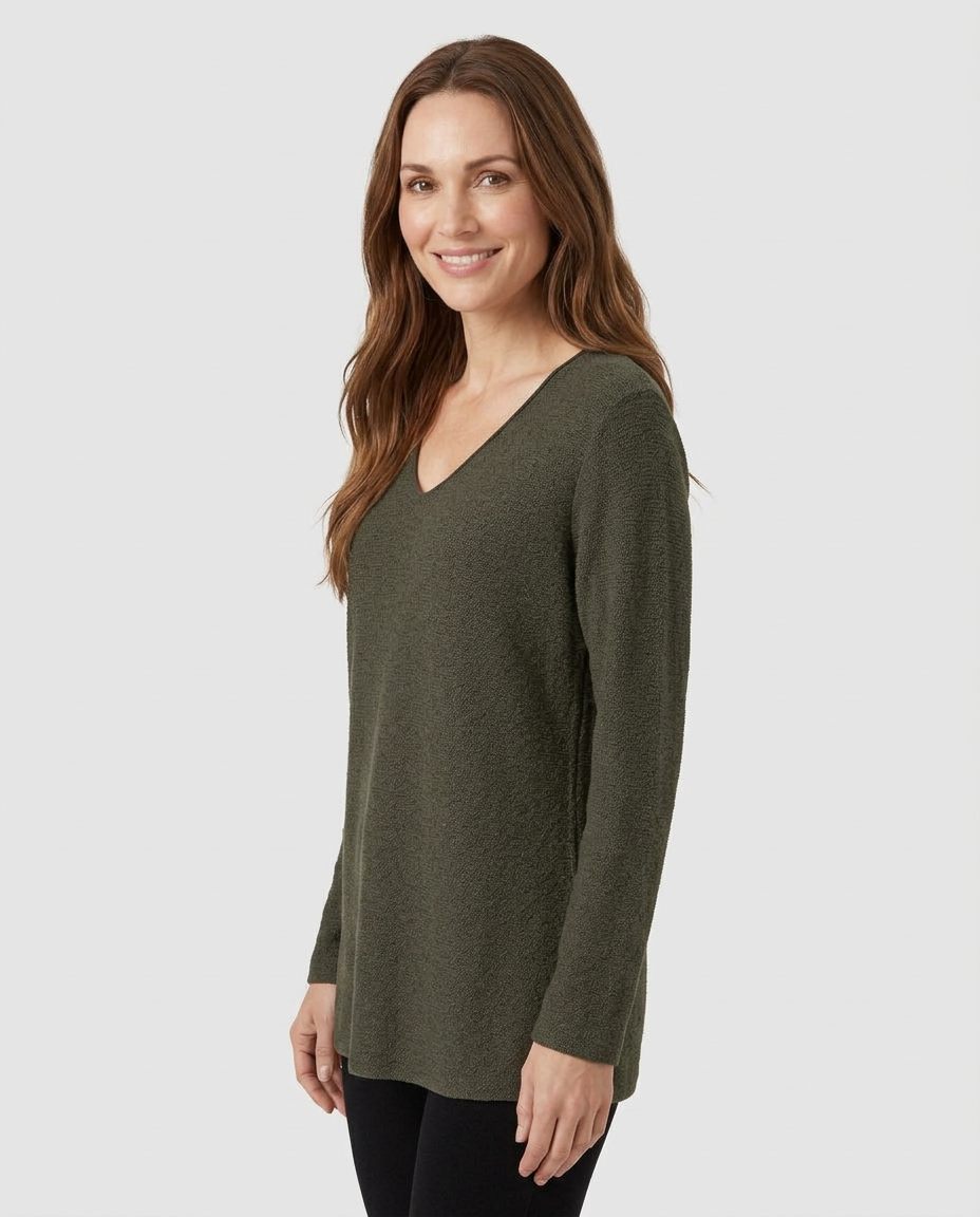 Marise Viscose Blouse – Pull-On V-Neck  Voile