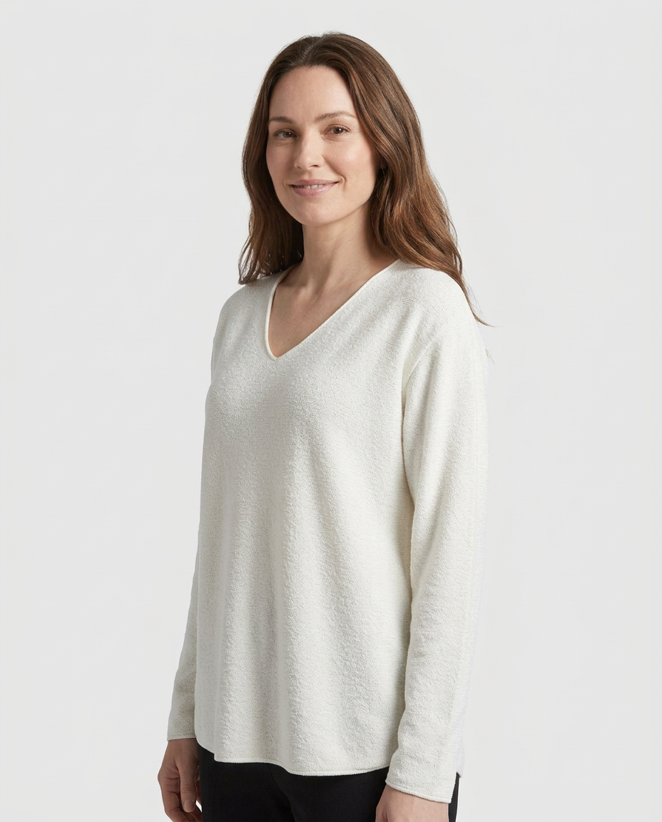 Marise Viscose Blouse – Pull-On V-Neck  Voile