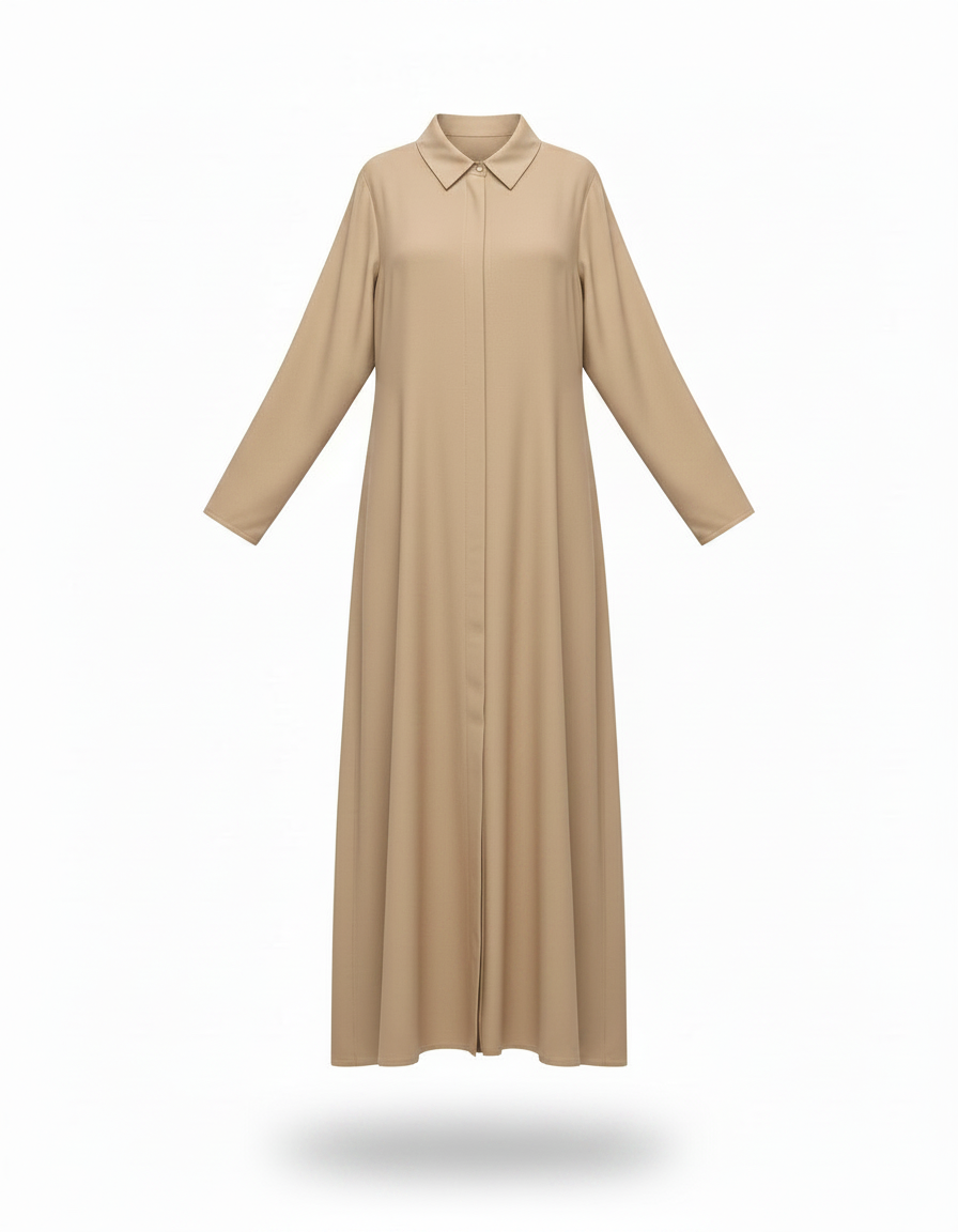 Amelie Viscose Maxi Dress – Button-Front Collared  Voile