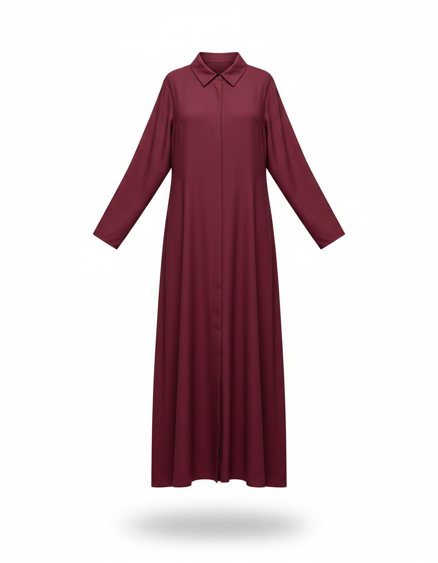 Amelie Viscose Maxi Dress – Button-Front Collared  Voile