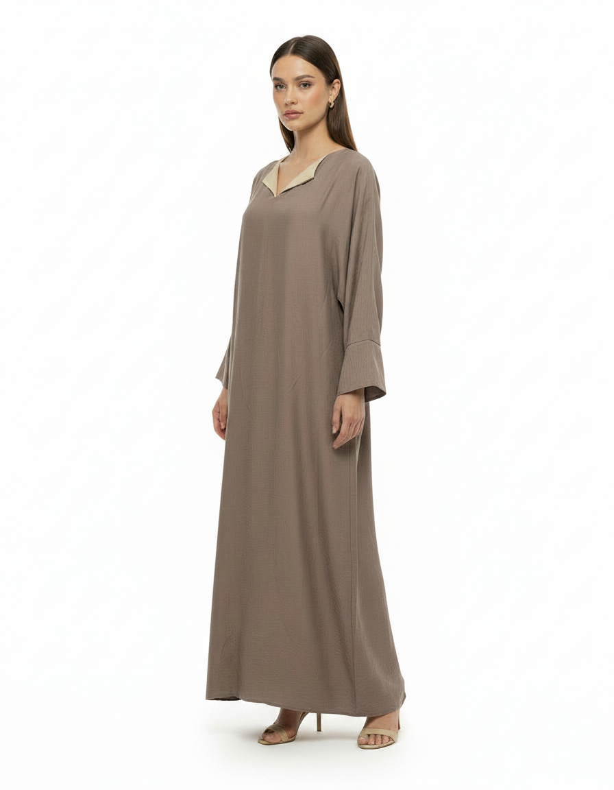 Ines Viscose Maxi Dress – Oversized V-Neck  Voile