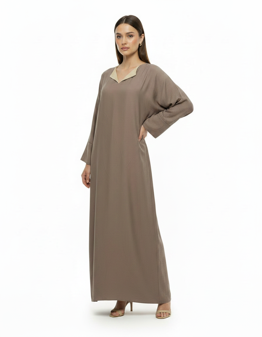 Ines Viscose Maxi Dress – Oversized V-Neck  Voile