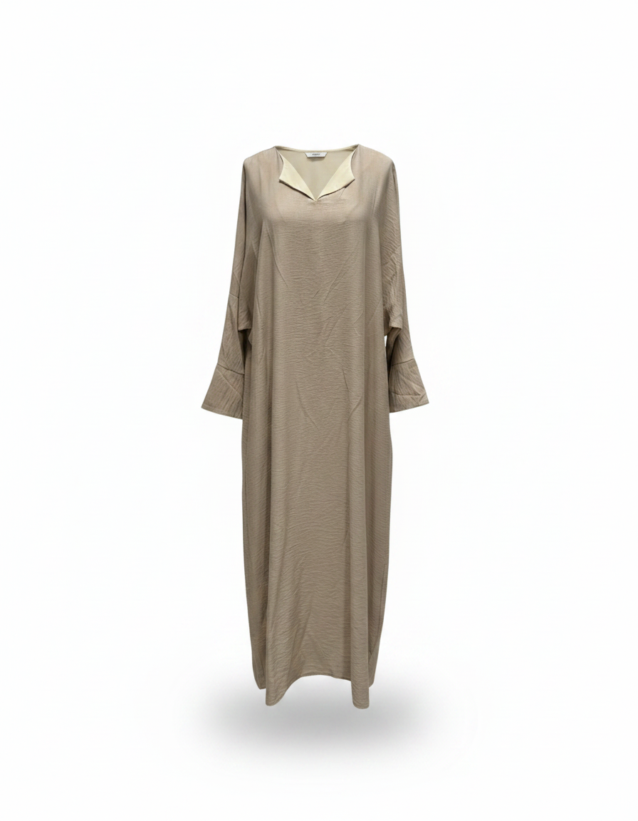 Ines Viscose Maxi Dress – Oversized V-Neck  Voile