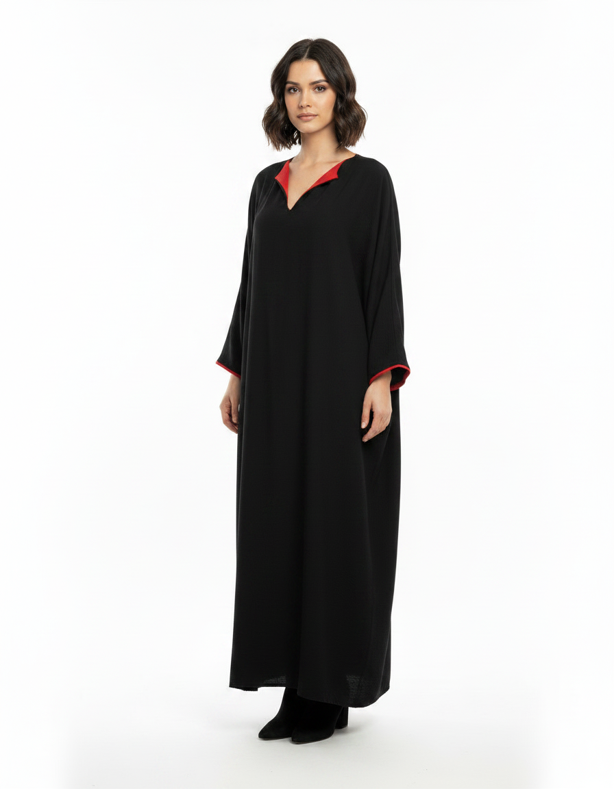 Ines Viscose Maxi Dress – Oversized V-Neck  Voile