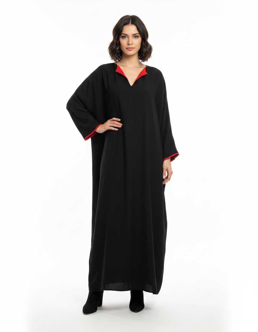 Ines Viscose Maxi Dress – Oversized V-Neck  Voile