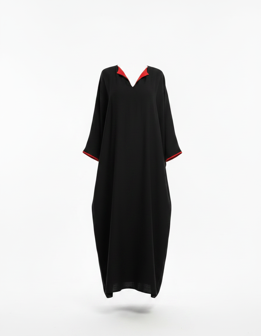 Ines Viscose Maxi Dress – Oversized V-Neck  Voile