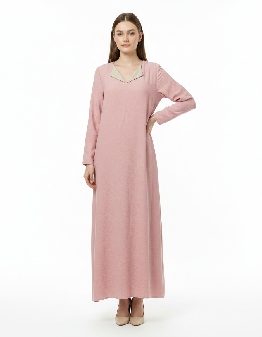 Ines Viscose Maxi Dress – Oversized V-Neck  Voile