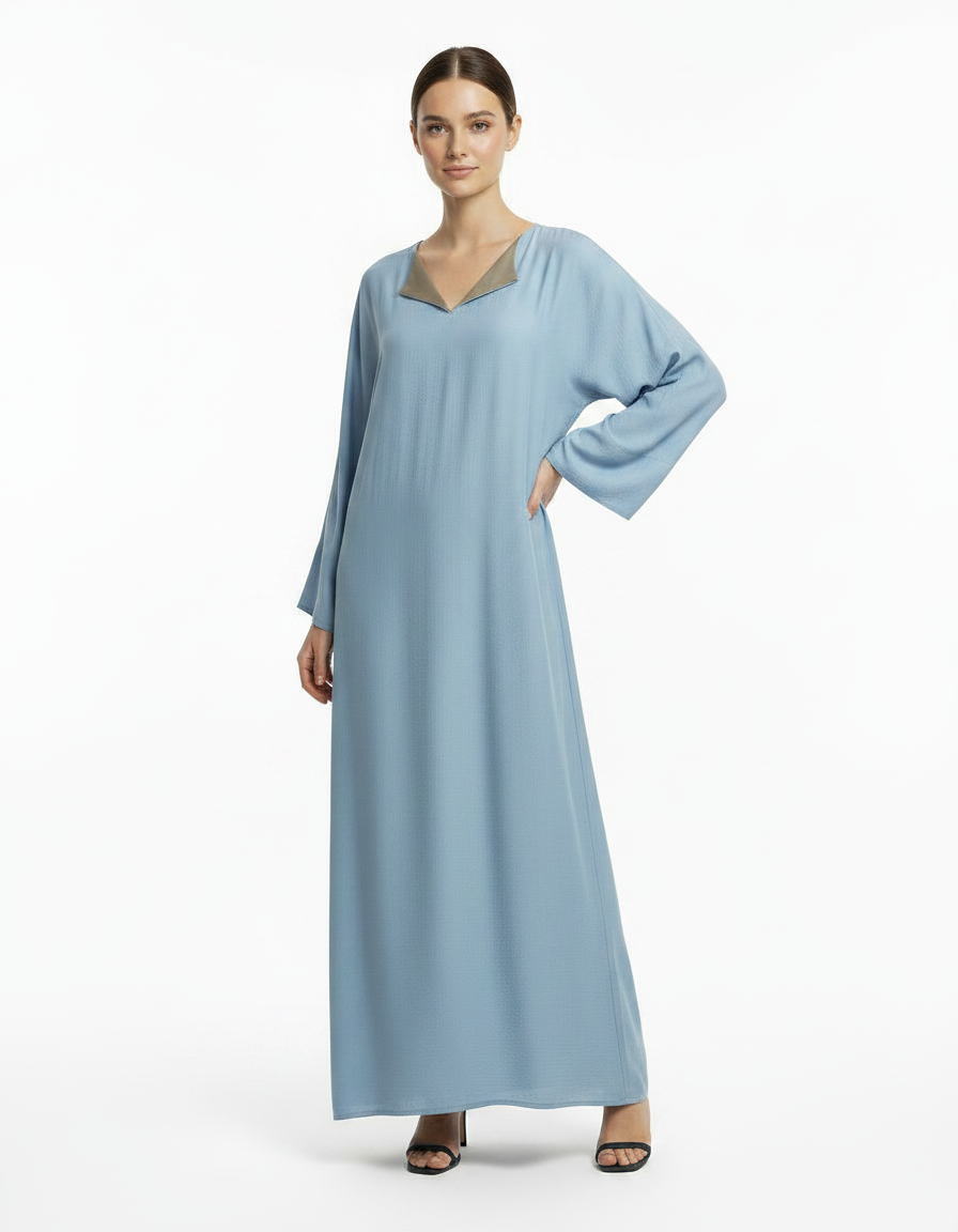 Ines Viscose Maxi Dress – Oversized V-Neck  Voile