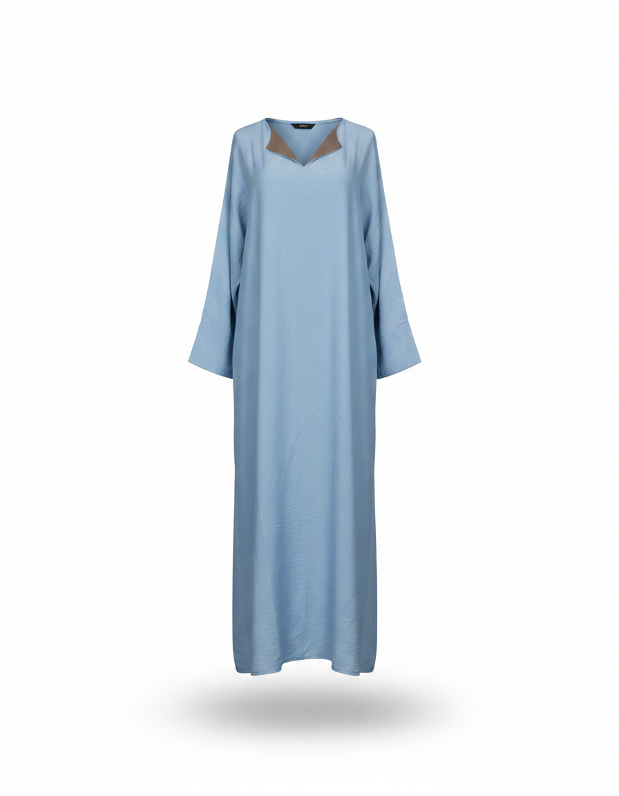 Ines Viscose Maxi Dress – Oversized V-Neck  Voile