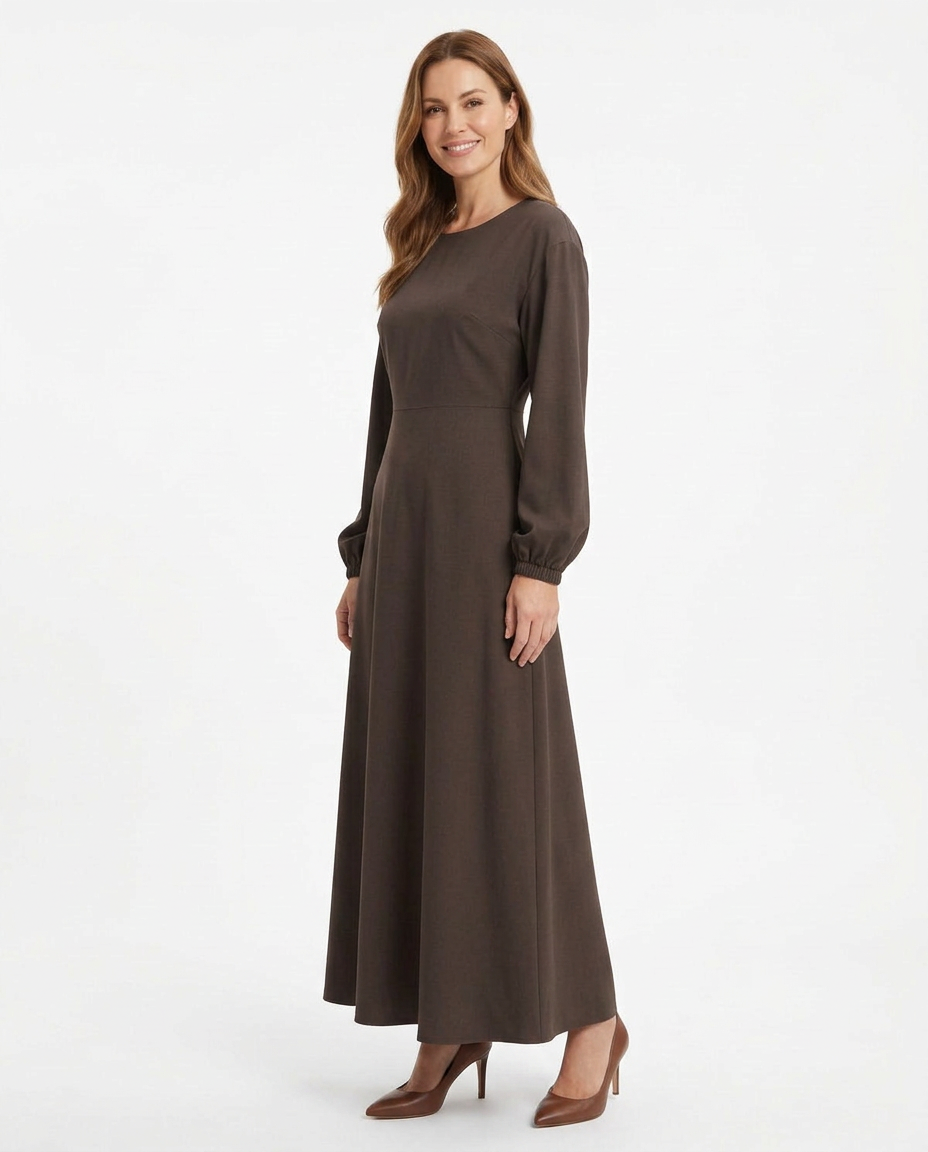 Mabelle Everyday Maxi Dress – Pull-On Long Sleeve  Voile