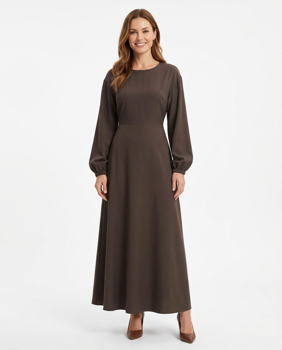 Mabelle Everyday Maxi Dress – Pull-On Long Sleeve  Voile