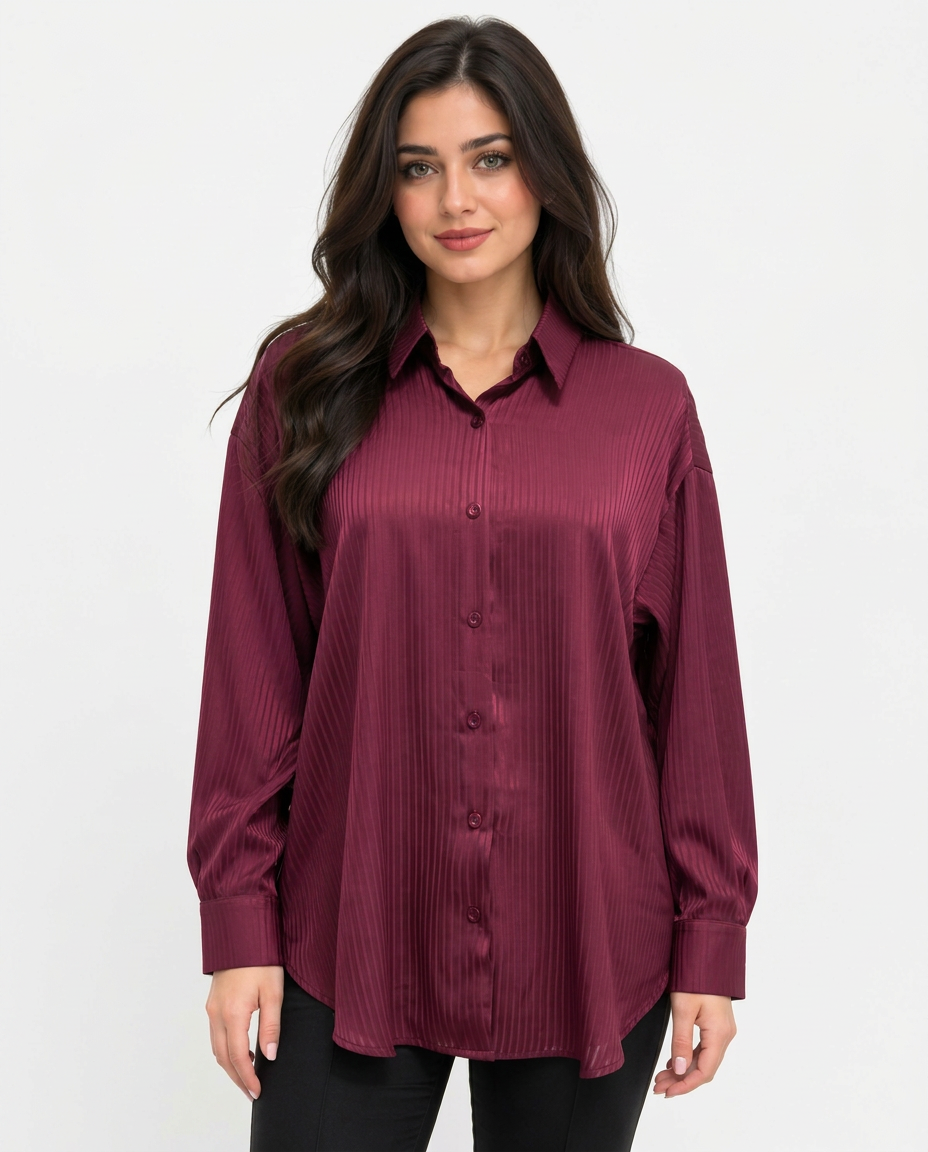 Julienne Striped Shirt – Button-Front Collared  Voile