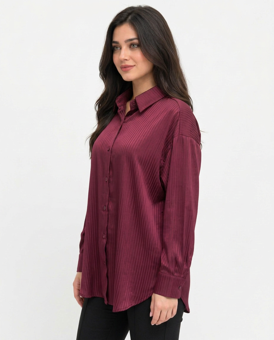 Julienne Striped Shirt – Button-Front Collared  Voile