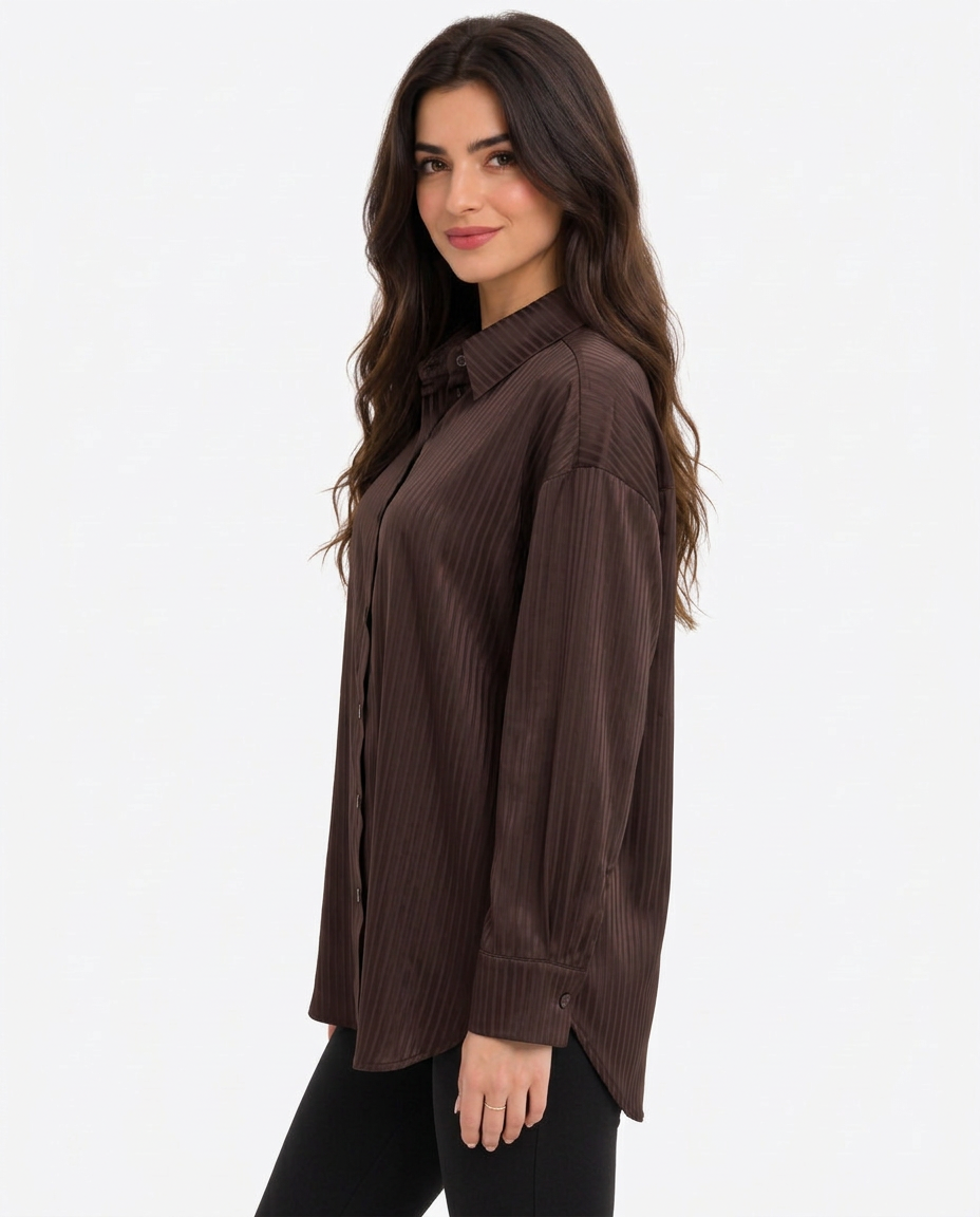 Julienne Striped Shirt – Button-Front Collared  Voile