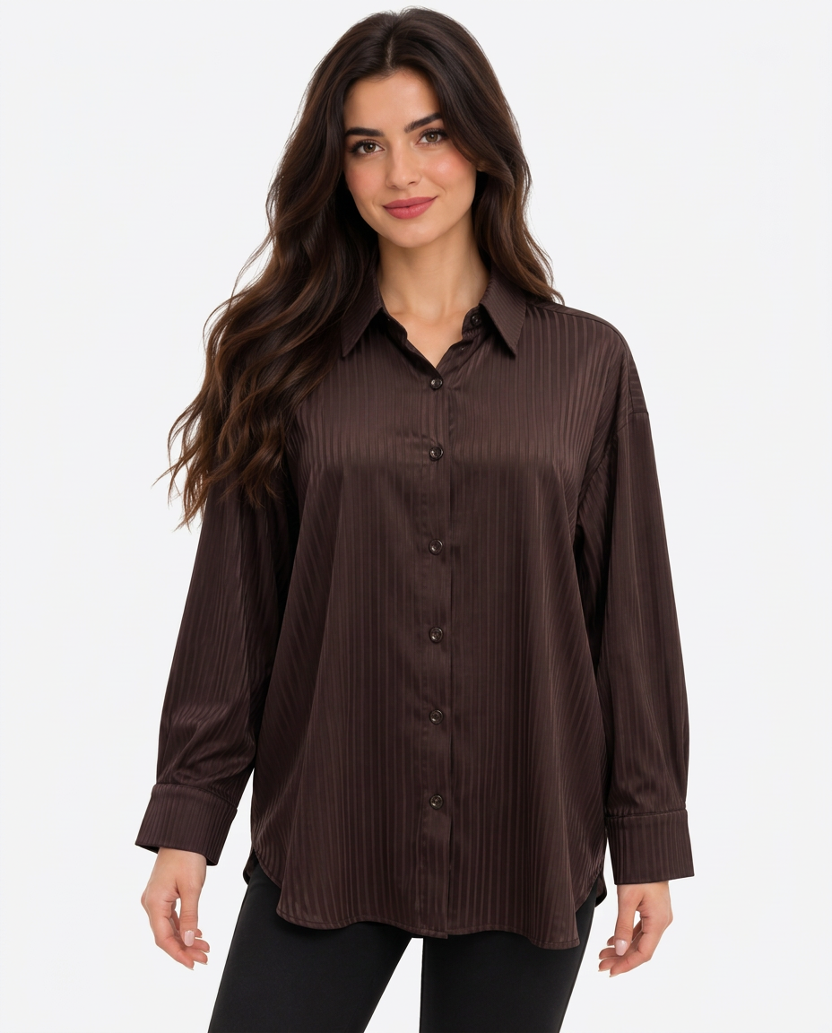 Julienne Striped Shirt – Button-Front Collared  Voile