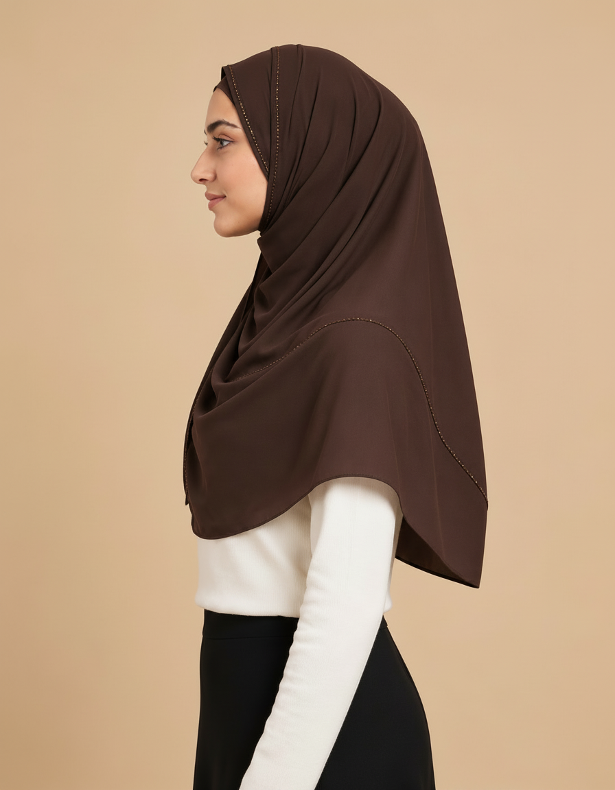 Fabiola Crystal Rectangular Hijab – 180 × 70 cm  Voile