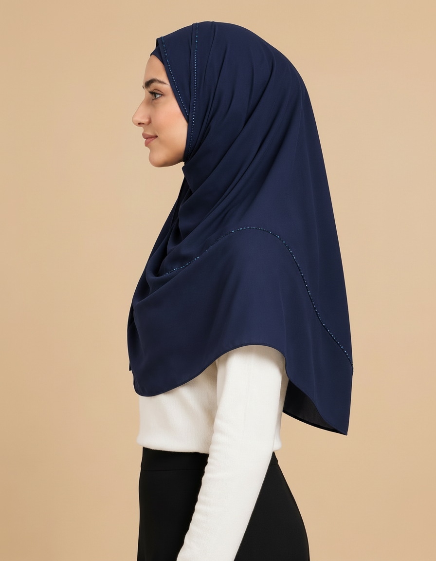 Fabiola Crystal Rectangular Hijab – 180 × 70 cm  Voile