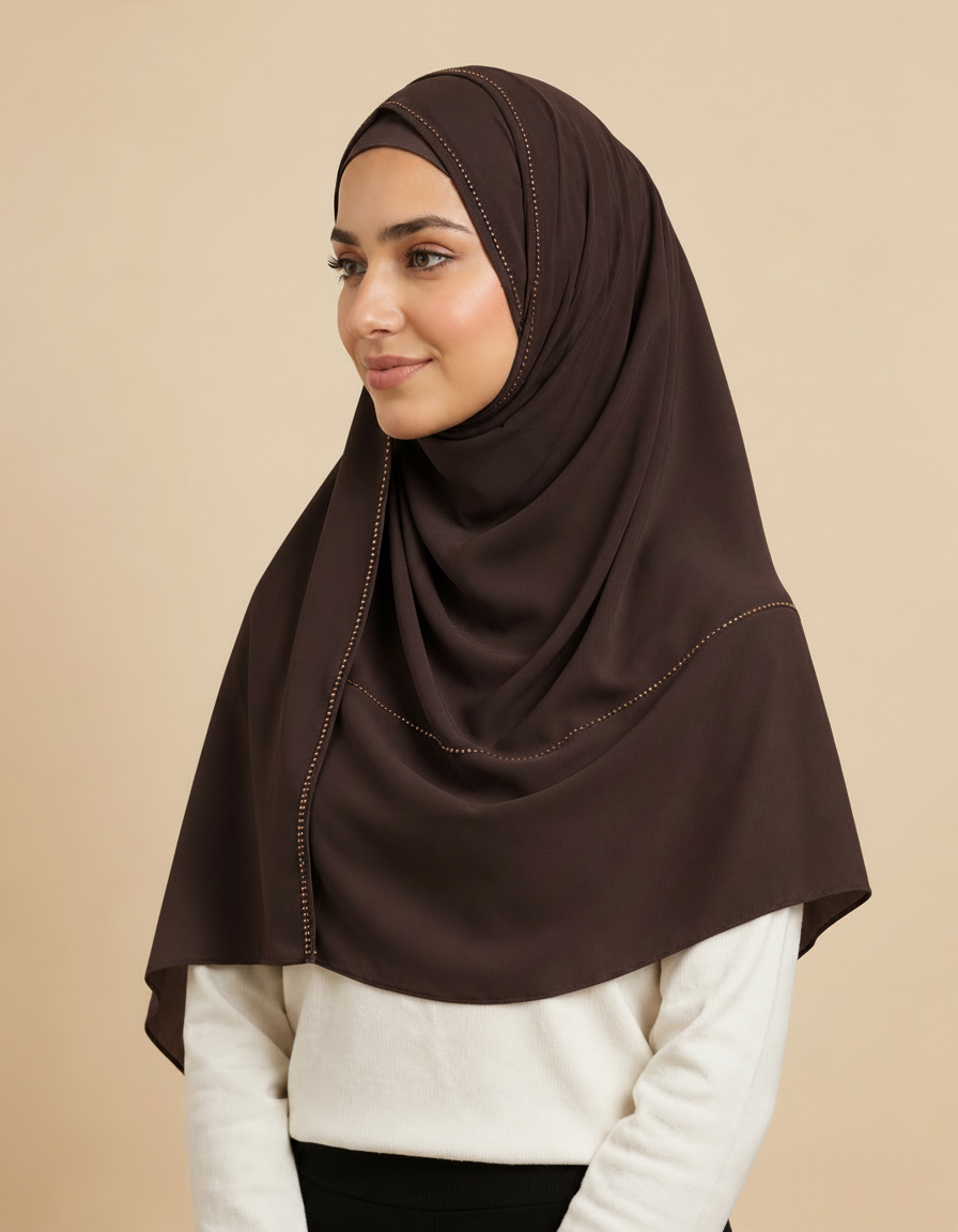 Fabiola Crystal Rectangular Hijab – 180 × 70 cm  Voile
