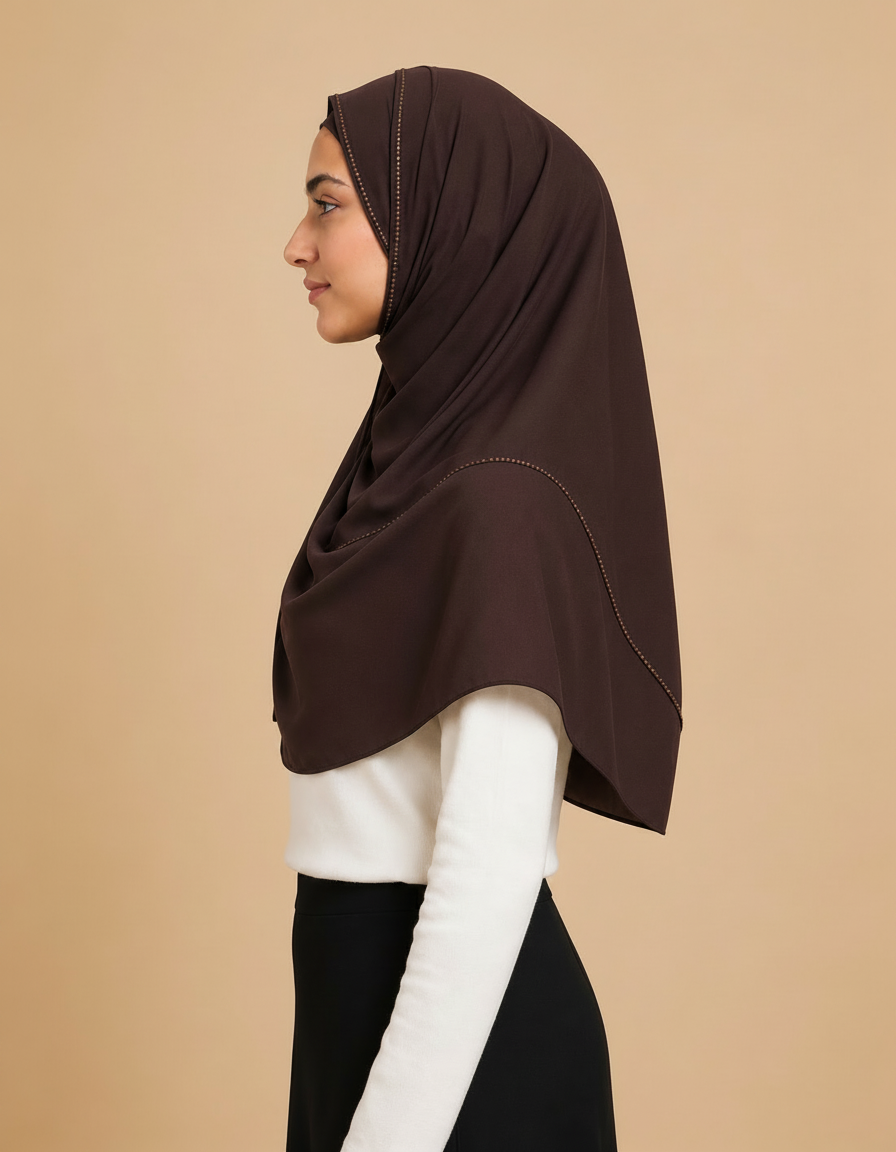 Fabiola Crystal Rectangular Hijab – 180 × 70 cm  Voile